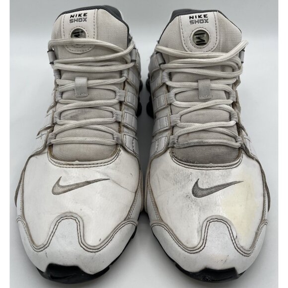 Nike Mens Size 11 Shox NZ Leather 378341-102 White Cool Grey Running Shoes - Picture 2 of 10